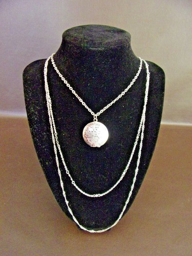 Triple Strand Silver Tone Fashion Necklace With Locket - Picture 1 of 5