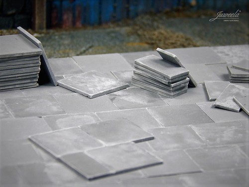 Gehweg Platten 50 x 50 und 25 x 50 halb 1:35 / 1:32 Juweela hell / dunkel grau - Picture 19 of 30