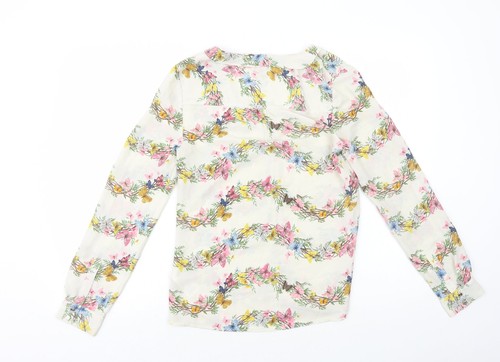Oasis Womens White Polyester Blend Blouse Size 8 - Butterfly Pr - Picture 2 of 12