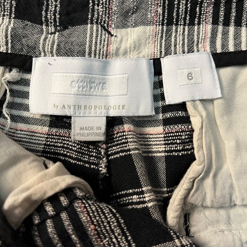 Anthropologie Ett Twa Pants Womens 6 Black White Luca Plaid Cropped Wide Leg - Picture 9 of 13