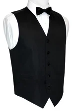 Men's Satin Black Formal Tuxedo Vest & Bow-Tie Set. Wedding Prom Homecoming