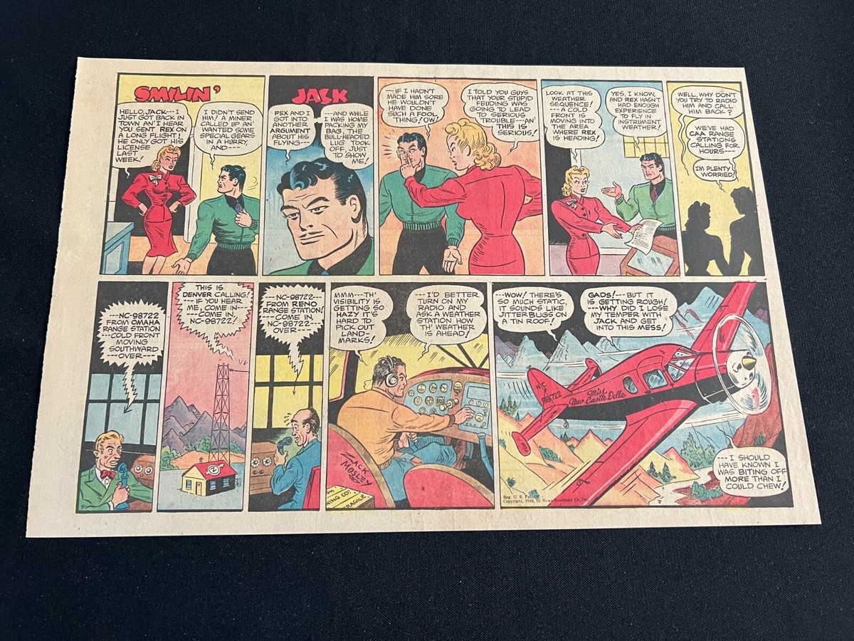 H01 SMILIN' JACK by Zack Mosley Lot of 8 Sunday Half Comic Strips