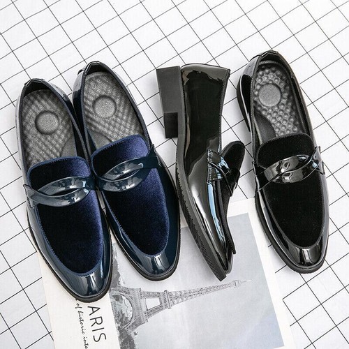 Men's Tuxedo Patent Vegan Leather Loafers Velvet Slip-On Dress Shoes Size 8-13 - Bild 17 von 19