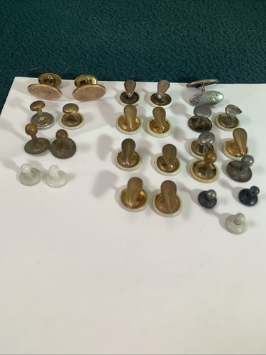 Lot of 26 Antique Cuff Links, 8 matching pairs plus 10 singles - Picture 8 of 13