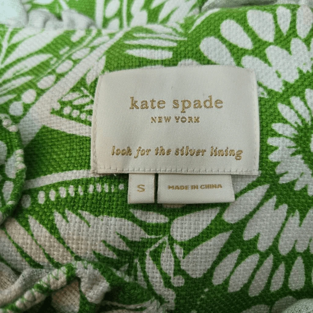 Abito Kate Spade Bonnie verde zucchero bianco floreale senza maniche vacanze estate Spri