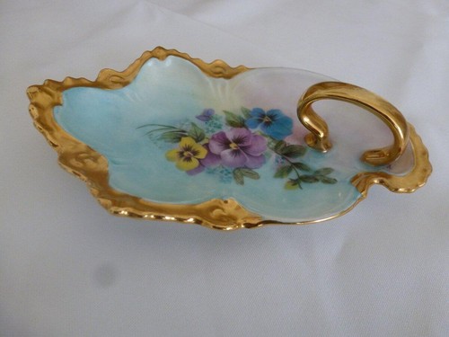 Small VTG Hand Painted Pansy Dish, Bon Bons, Pins - Picture 3 of 4