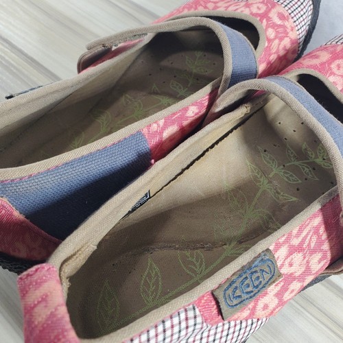 7.5 Keen Harvest Mary Jane Flat Shoes Slip On Walking Sneakers Women's Pink Blue - Picture 10 of 12