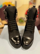 Prada Nylon Lace-up Combat Boots Black Women Size Eu 39