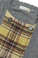 Anthropologie Charlie And Robin Wool Blend Plaid Gray Cardigan Women's Small