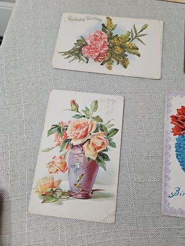Antike Ansichtskarten Blumen Geburtstag Postkarten Grüße Wünsche Blumen 1908-1911  - Bild 5 von 11