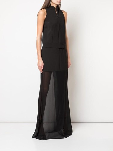 Nicole Miller Artelier schwarzes Kleid mit transparentem Saum, US 4 - Bild 1 von 5