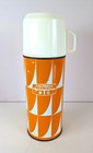 Vintage Thermos Flask Orange & White Thermos Vacuum Flask 1970s Camping Prop