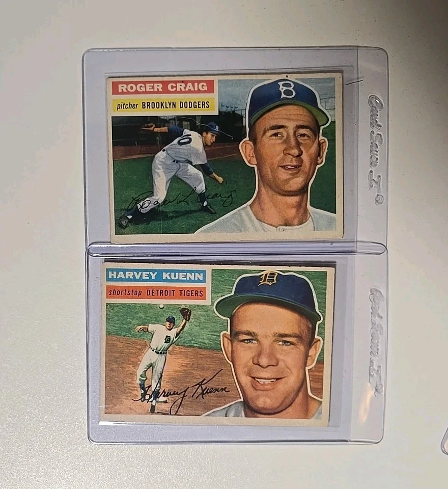 Juego de béisbol 1956 Topps Break - 10 tarjetas, respaldo gris, sin pliegues Foto 3 de 4
