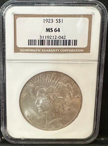 1923 Philadelphia Peace Silver Dollar $1 NGC MS64