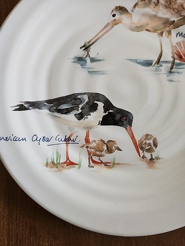 Pier 1 Audobon Shore Birds 8 3/4" Salad Dessert Plates Pair Egret Ibis Godwit - Picture 7 of 13