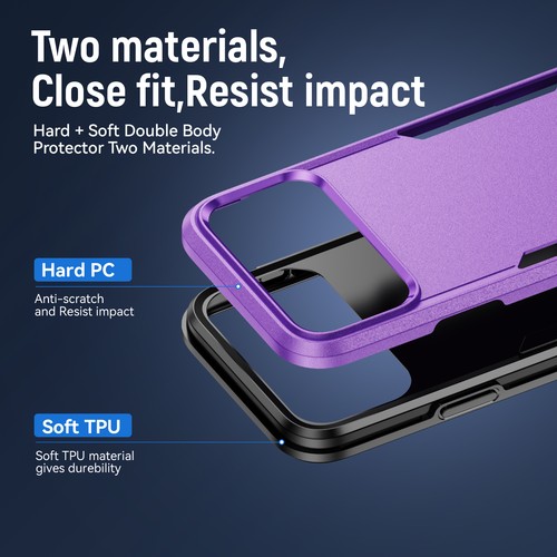 For iPhone 17 Pro Max/17 Air/17 Shockproof Rubber Case Hybrid PC Slim Back Cover - Picture 15 of 64
