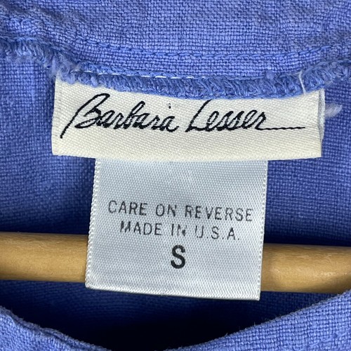 Barbara Lesser Linen 2 Pc Cropped Set Blue Small Coastal Lagenlook Lagom Pants - Picture 4 of 12