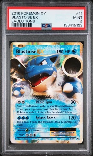 2016 POKEMON XY EVOLUTIONS #21 BLASTOISE EX PSA 9