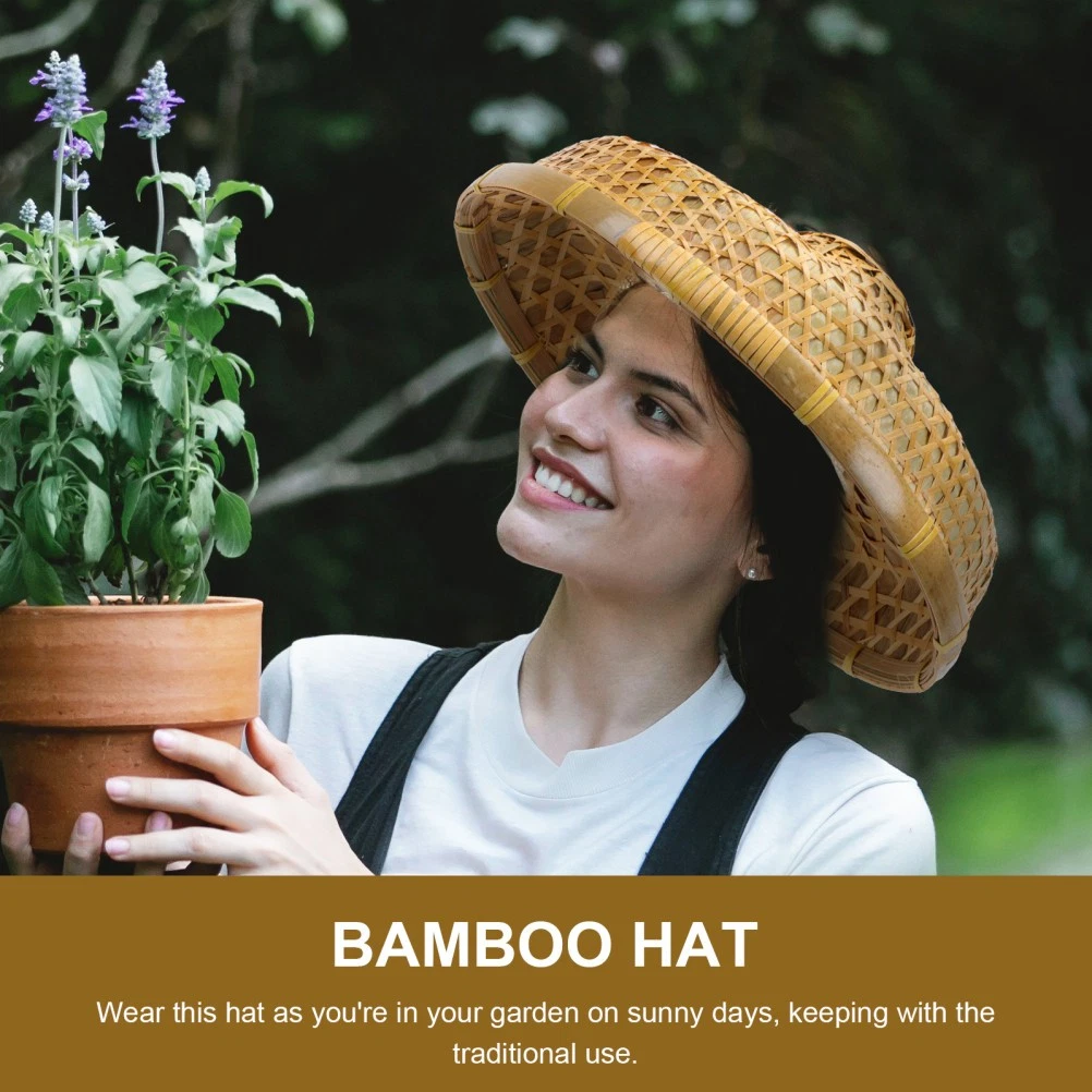 Sombrero tejido bambú caqui bloqueador solar unisex granjero pescador sombrero