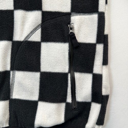 Empyre Herren schwarz und weiß kariert Fleece Viertel Reißverschluss Pullover Large - Bild 10 von 12