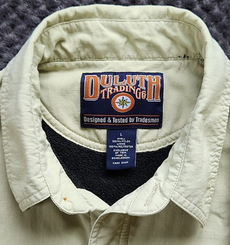 Duluth Trading Men's Size Large Fleece Lined Work Shirt Jacket in Beige - Picture 8 of 9