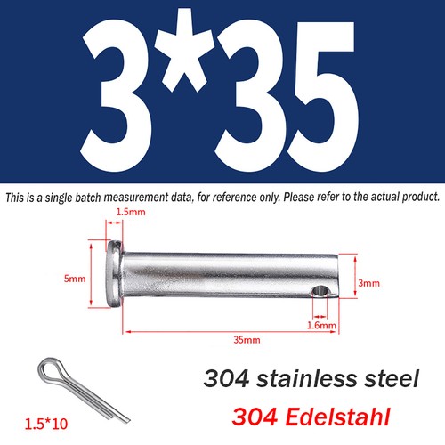 M3 M4 M5 M6 M8 M10~M20 Clevis Pin 304 Stainless Steel A2 Hinge Pin Rigging Pin - Picture 18 of 173