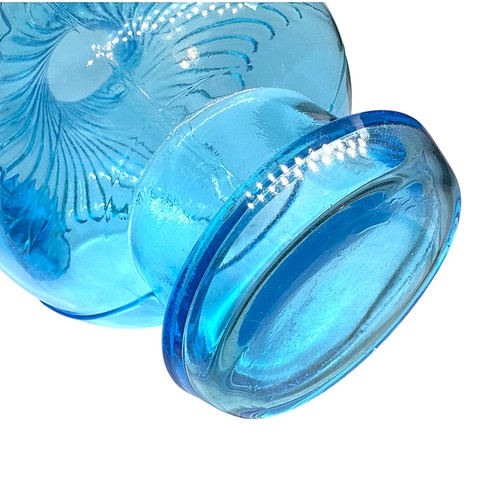 Jarrón jarra de agua vintage Tiara Indiana vidrio azul huracán aguamarina - Imagen 7 de 11