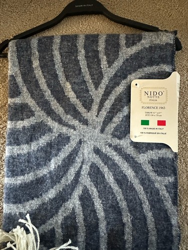 Nido Notte Italia Navy Patterned Lightweight Throw 51” X 67” Made In Italy - Picture 3 of 9