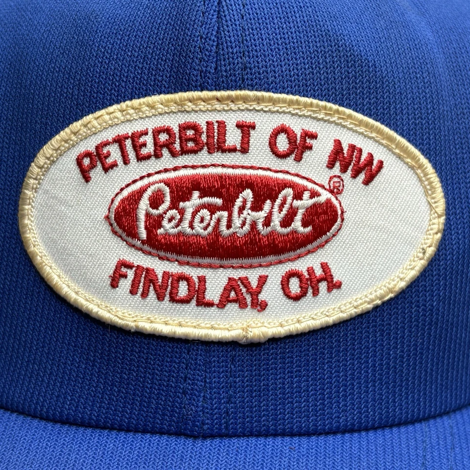 Vintage 80’s Peterbilt dealship patch snapback trucker hat OSFA blue/white USA!! - Image 2 of 4
