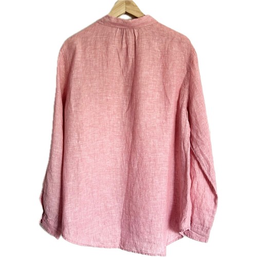 Rosa Leinenbluse, geknöpfte Ärmel, Küste, Strand, Slow Fashion, Jones New York L - Bild 2 von 7
