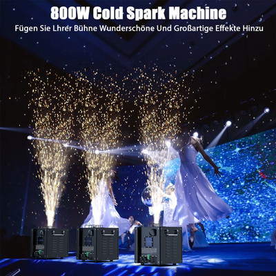 800W Cold Spark Maschine DMX DJ Feuerwerk Funkenmaschine IP23 Wasserdichte+Case