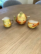 Vintage Schafer And Vater Anthropomorphic Tea Set- Rare Teapot, Creamer & Sugar