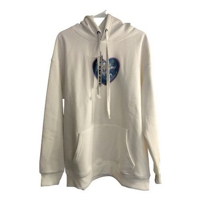 I.AM.GIA White Cotton Blend Pullover Harmony Hoodie OS Graphic Heart Hooded
