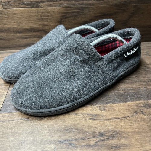 Herren Woolrich rot kariert gefüttert Hausschuhe Größe 12 schwarz guter Zustand - Bild 2 von 14