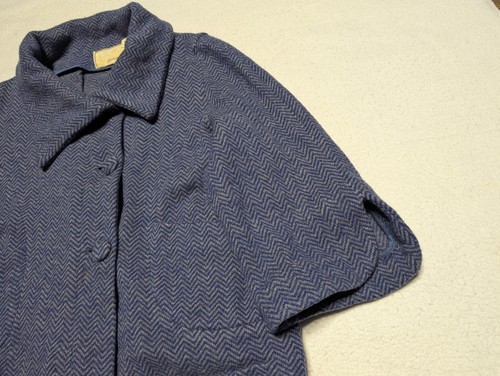 Anthropologie Guinevere Lambswool Coat Chevron Print Size M Medium Blue Cropped - Picture 3 of 17