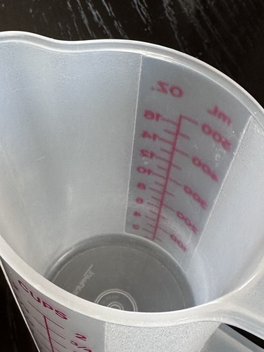 Vintage Tupperware Measuring Pitcher Red Markings #1669 HTF 2 Cup USA Made EUC - Picture 13 of 14