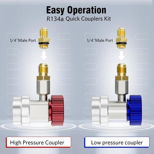 2Pack R134A Quick Connector Adapter Coupler Auto AC Manifold Gauge Low/High HVAC - Picture 7 of 8