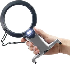 2X Hands Free Chest Rest LED Magnifier for Reading with 6X Spot Magnifying Glass