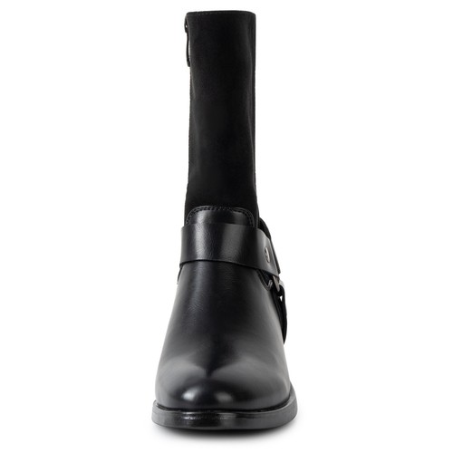 Alpine Swiss Daria Womens Biker Moto Boots Faux Leather Mid Calf Motorcycle Boot - Picture 3 of 7