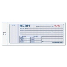 Money Receipt Book, 2.75 x 7.625 Inches, 100 Pages (8L800)
