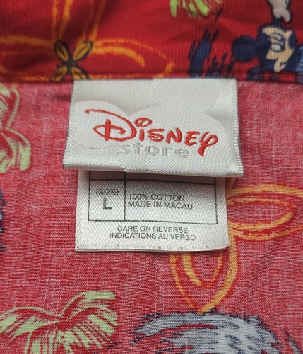 VTG Large Mickey Hawaiian Shirt Red Disney Store AOP Aloha Surf Paradise Island - Picture 3 of 5