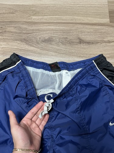 VINTAGE Nike Track Pants Nylon Blue Windbreaker Y2K Zippers Men’s Size XL - Picture 11 of 12