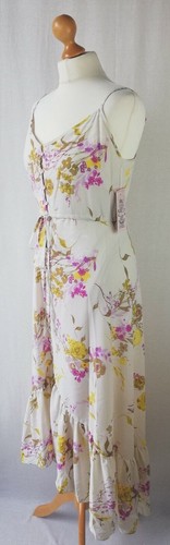 Nanette Lepore Off White Beige Floral Maxi Dress Button Fastening UK 10 US 6 - Picture 2 of 12