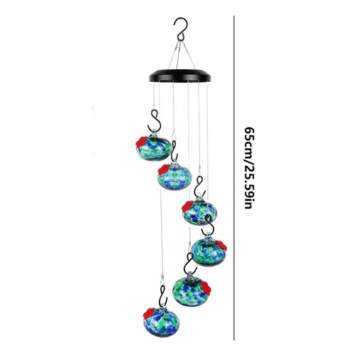 Stylish Metal Hummingbird Feeder Featuring Decorative Wind Chime Elements - Bild 9 von 28
