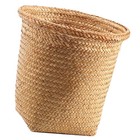 Laundry Storage Basket Round Straw Bin Handcrafted Organizer