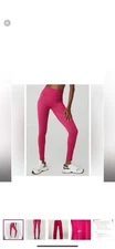 Alo Yoga Mindful Movement High Rise Ribbed Pink Leggings XS Colorful Workout