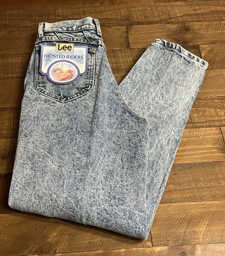 Vintage 80s Lee Frosted Riders Straight Leg Jeans Acid Wash Size 11 Dead Stock - Picture 9 of 10