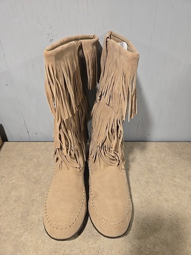 Comfortview 12ww Natural Fringe Mid Calf Zipper Western - Picture 1 of 7