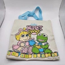 Vintage 1986 Jim Henson's MUPPET BABIES Tote Bag with Kermit and Miss Piggy
