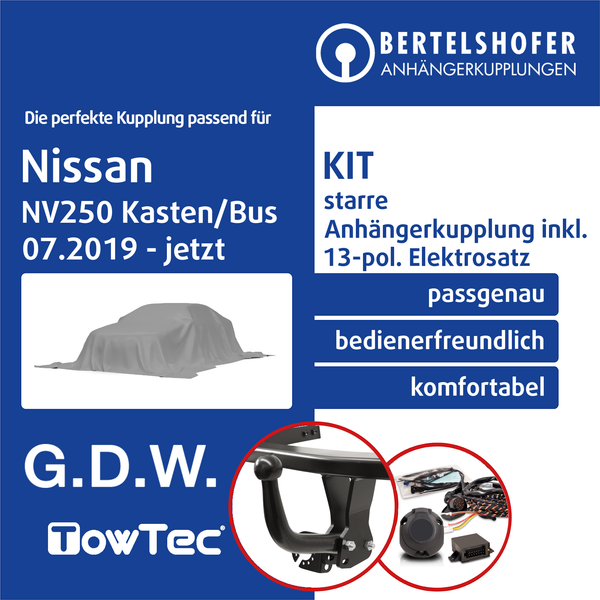für Nissan NV250 Kasten/Bus Typ X61 07.2019-Jetzt AHK Starr +13Pol Sp. E-Satz-image